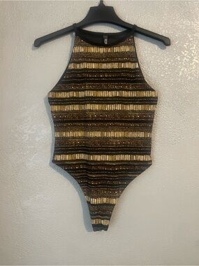 Women bodysuit in Black and Gold